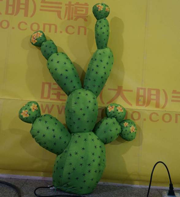 LED Illuminated Cactus Inflatable Sculpture for Mall Display Decoration | OEM Inflatable Factory