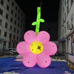 Custom Luxury Velvet Pink Flower Inflatable Decoration for Mall Event Display Decoration | Professional Inflatable Factory