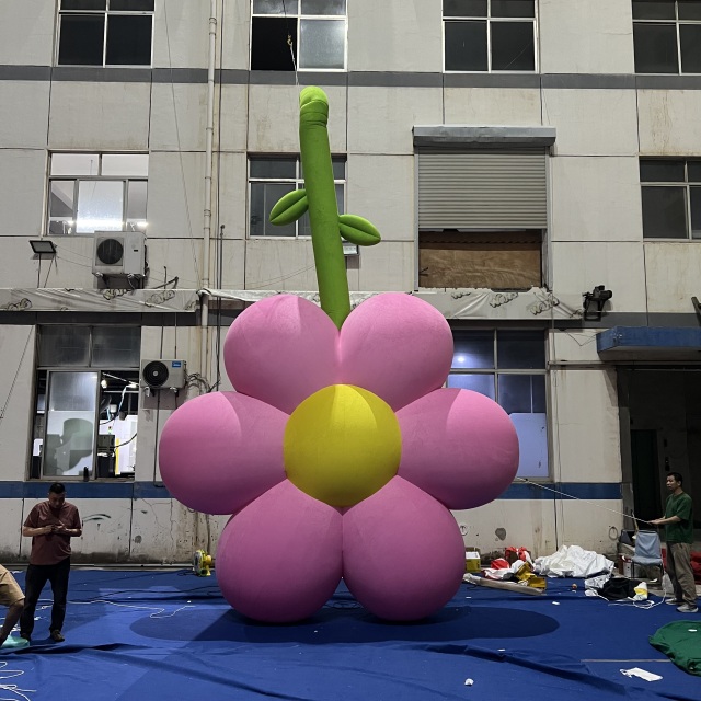 Custom Luxury Velvet Pink Flower Inflatable Decoration for Mall Event Display Decoration | Professional Inflatable Factory