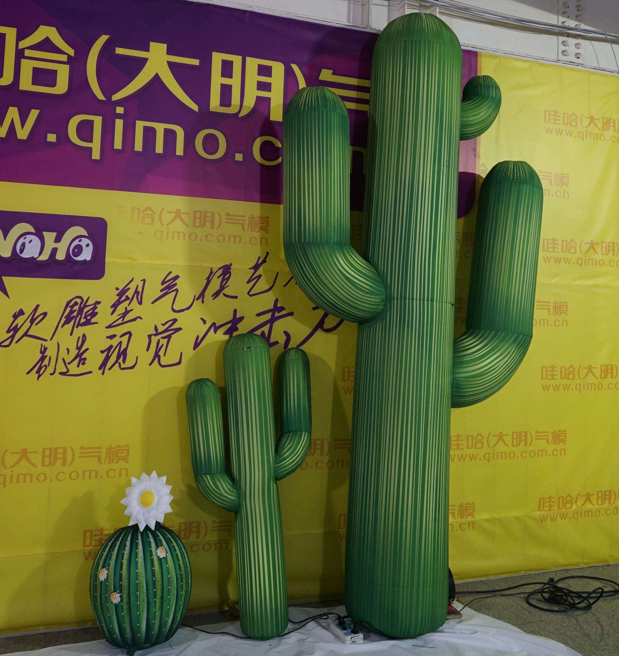 LED Illuminated Cactus Inflatable Sculpture for Mall Display Decoration | OEM Inflatable Factory