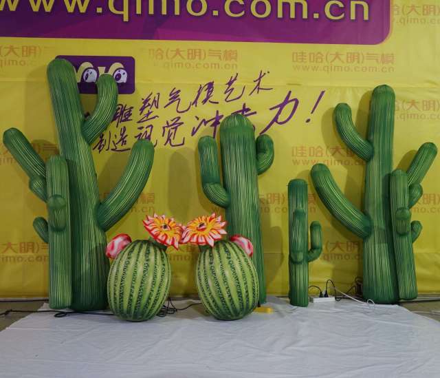 LED Illuminated Cactus Inflatable Sculpture for Mall Display Decoration | OEM Inflatable Factory