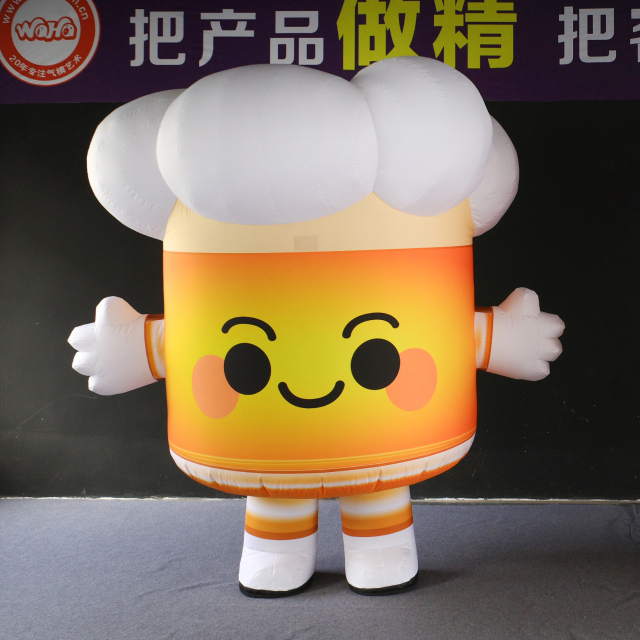 Cartoon Inflatable Beer Cup Mascot Costume Party Promotion Inflatable Human Costume for Event