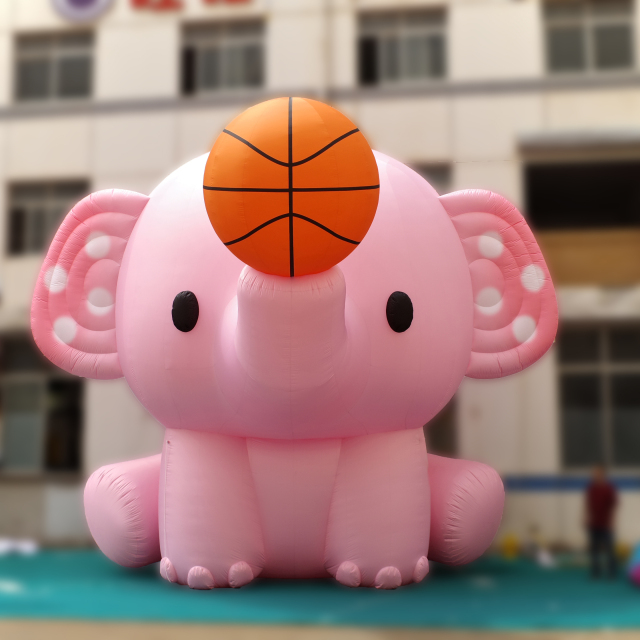 Kids Inflatable Cartoon Elephant Themed Basketball Court, Inflatable Sports Arena for Backyard Party and Amusement Use