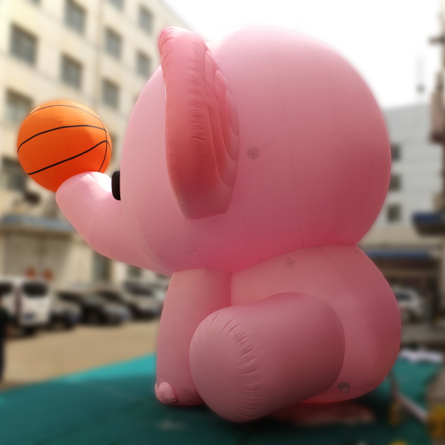 Kids Inflatable Cartoon Elephant Themed Basketball Court, Inflatable Sports Arena for Backyard Party and Amusement Use