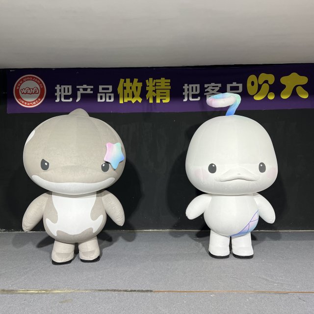 White Whale & Shark Inflatable Mascot Costume, Walking Full Body Cosplay Suit, Oceanarium Parade Performance Outfit, Waterproof Inflatable Character Doll Attire for Marine Park, Festival Street Shows & Public Entertainment Performances