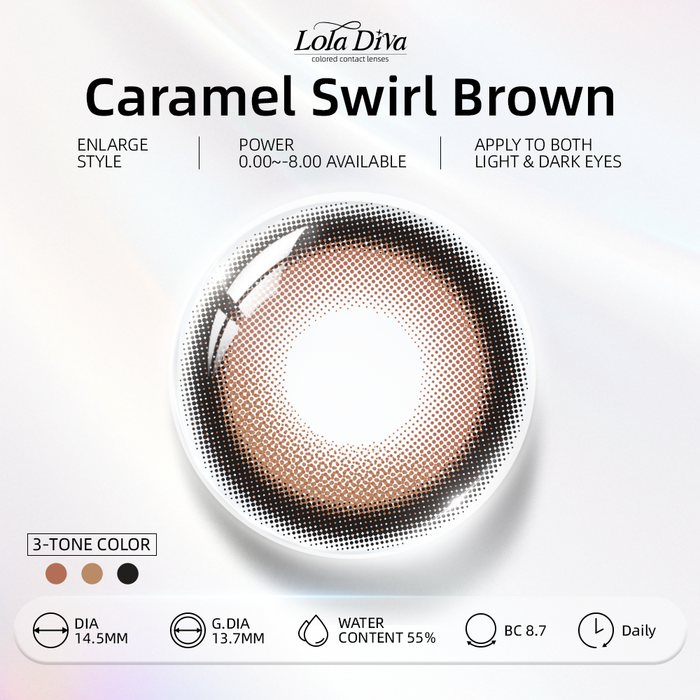 2pcs LolaDiva Caramel Swirl Brown | 1-Day Contact Lenses 14.5mm