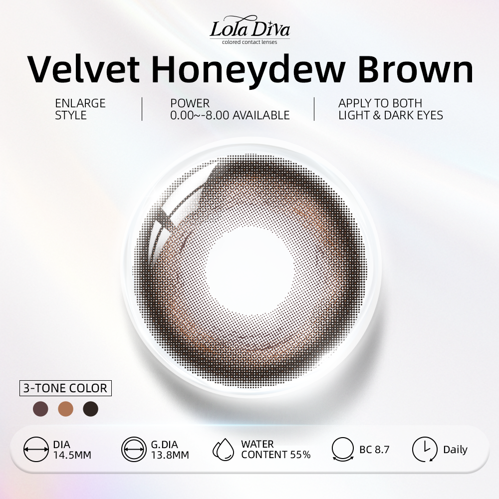 10pcs Loladiva Contact Lenses Velvet Honeydew Brown | 1 Daily