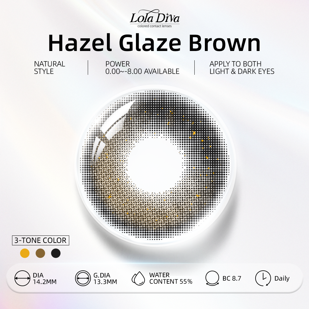 2pcs LolaDiva Hazel Glaze Brown | 1-Day Contact Lenses