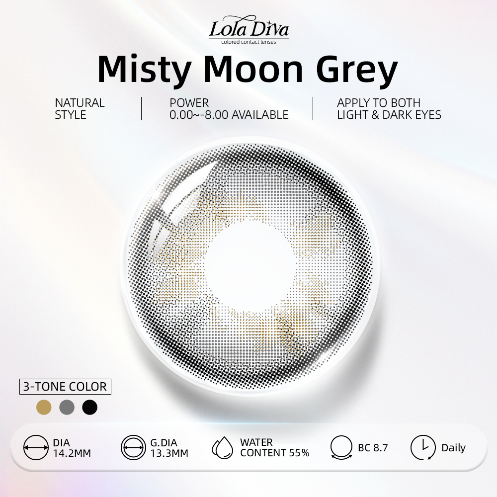 2pcs LolaDiva Misty Moon Grey | 1-Day Contact Lenses