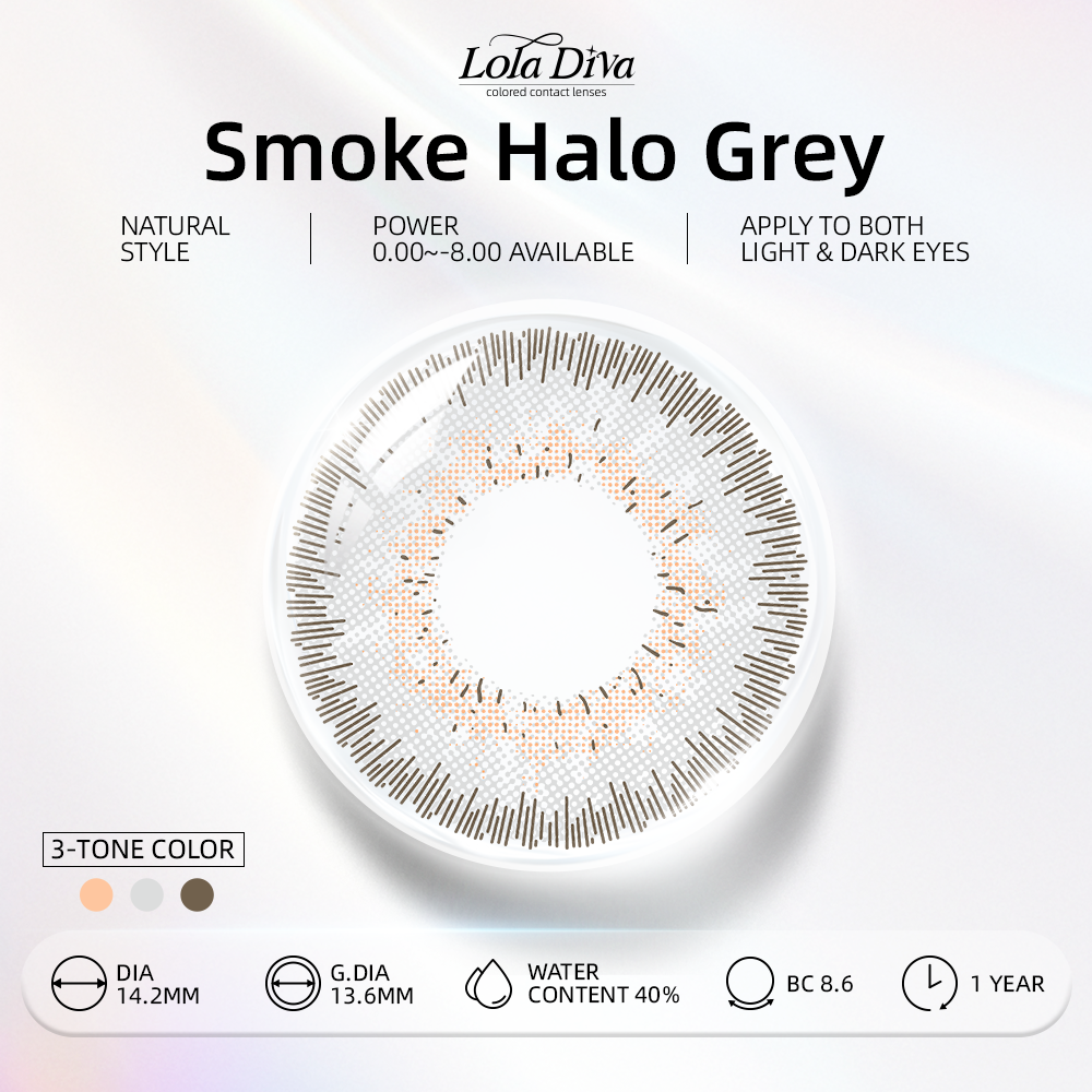 2pcs LolaDiva Smoke Halo Grey | 1-Year Contact Lenses