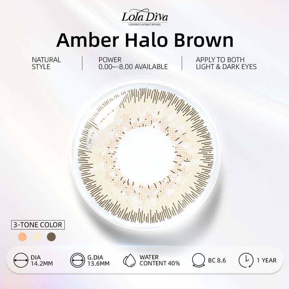 2pcs LolaDiva Amber Halo Brown | 1-Year Contact Lenses