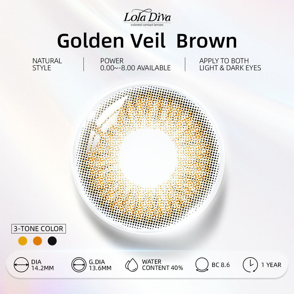 2pcs LolaDiva Golden Veil Brown | 1-Year Contact Lenses