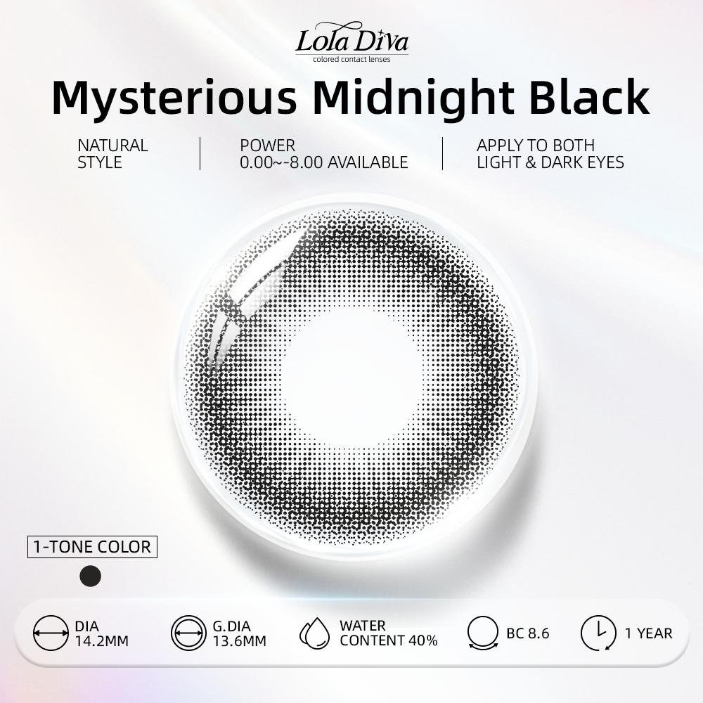 2pcs LolaDiva Mysterious Midnight Black | 1-Year Contact Lenses