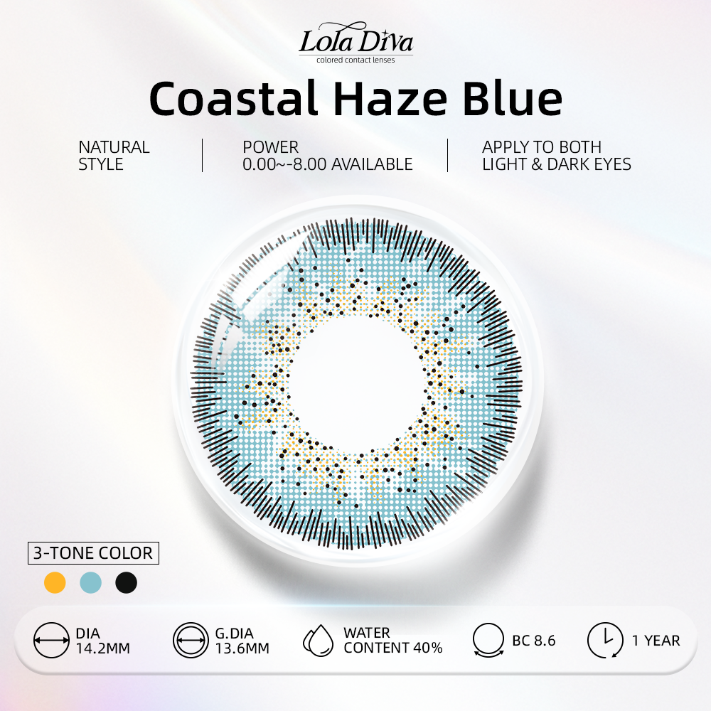 2pcs LolaDiva Coastal Haze Blue | 1-Year Contact Lenses