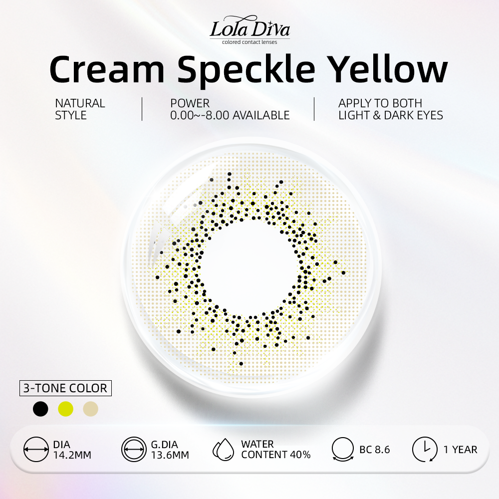 2pcs LolaDiva Cream Speckle Yellow | 1-Year Contact Lenses