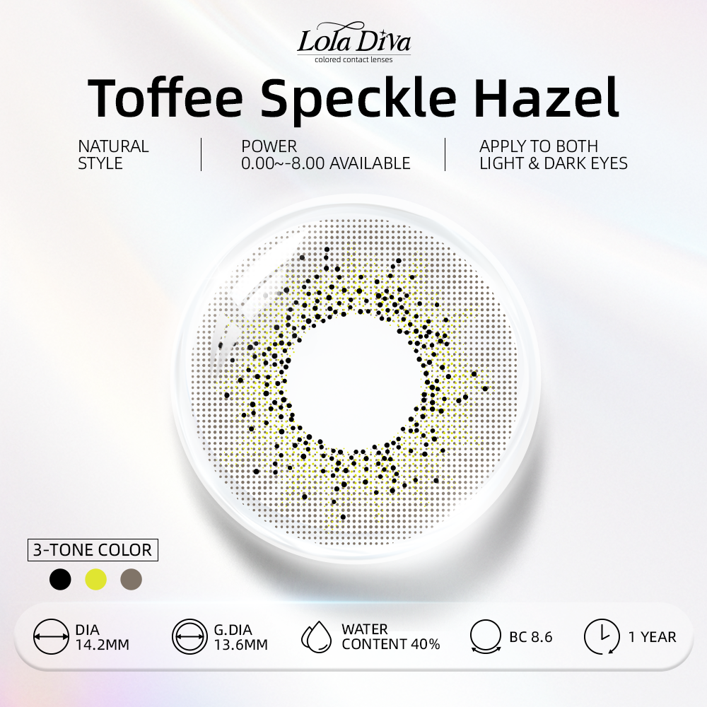 2pcs LolaDiva Toffee Speckle Hazel | 1-Year Contact Lenses