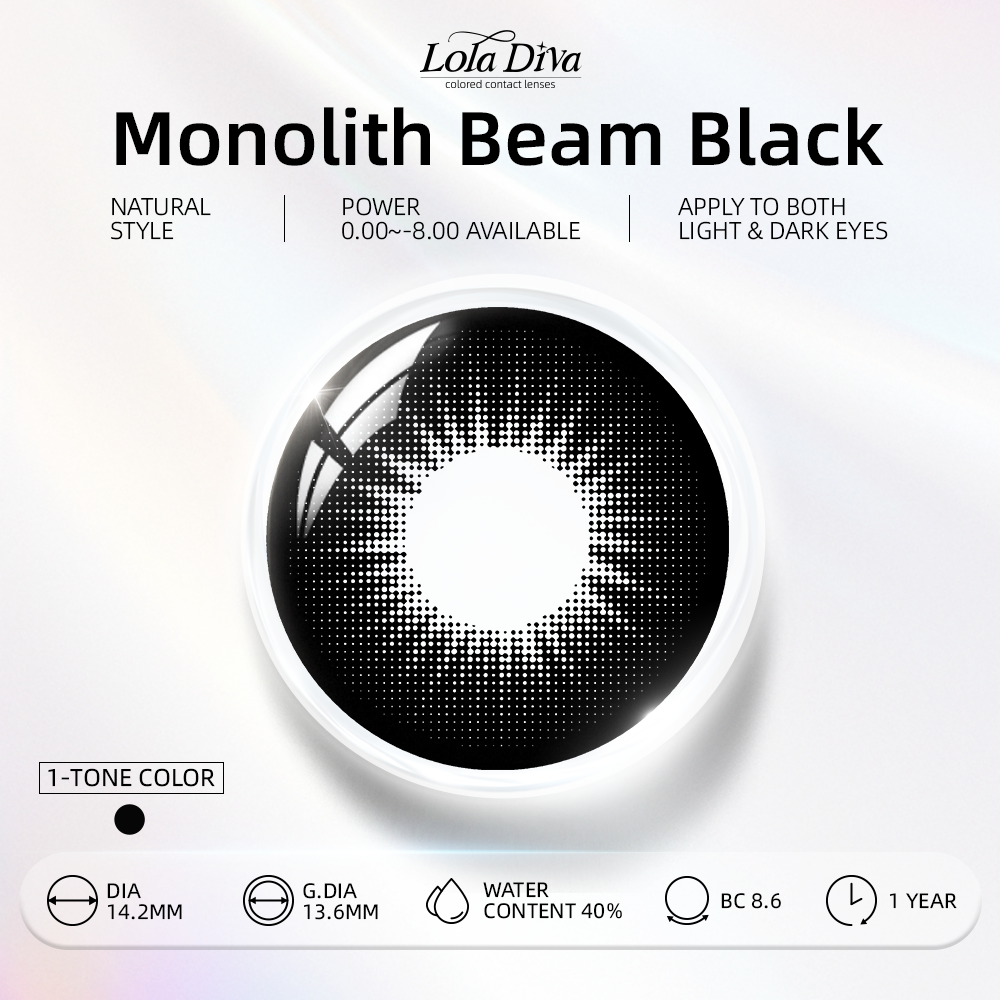 2pcs LolaDiva Monolith Beam Black | 1-Year Contact Lenses