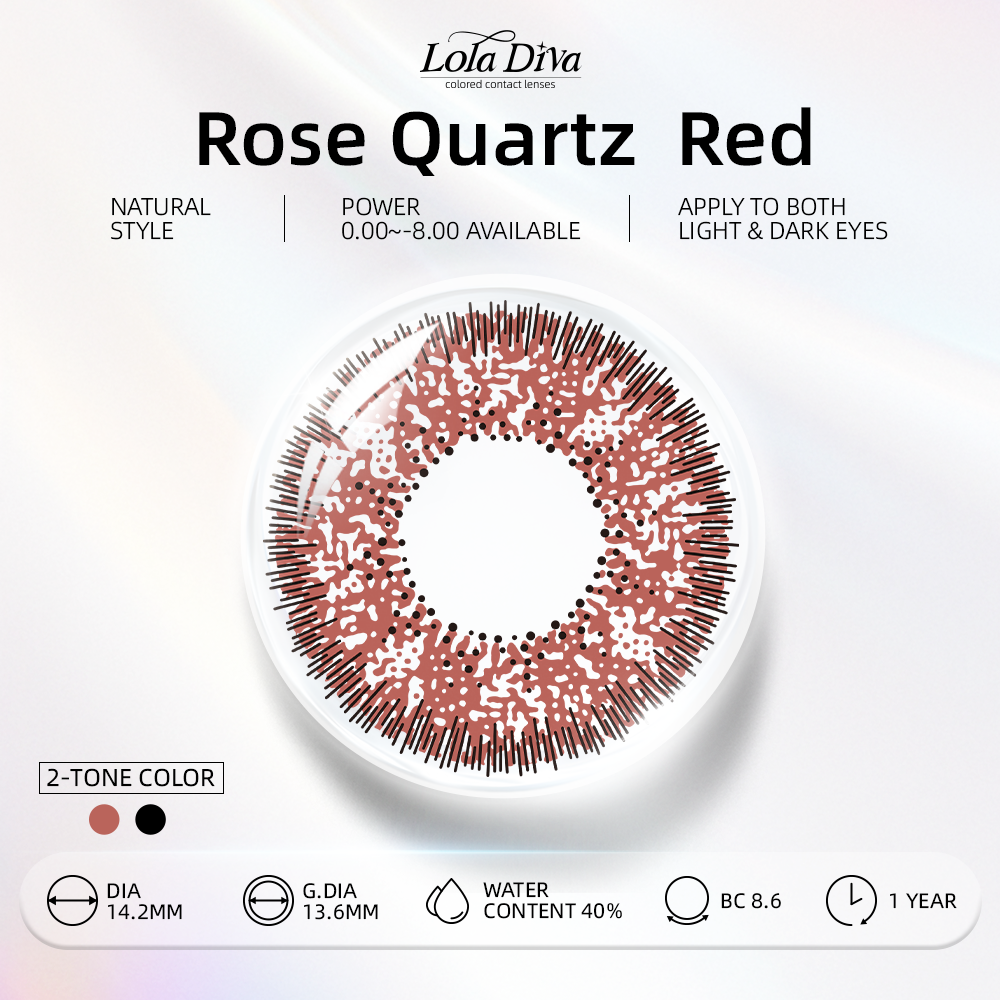 2pcs LolaDiva Rose Quartz  Red | 1-Year Contact Lenses