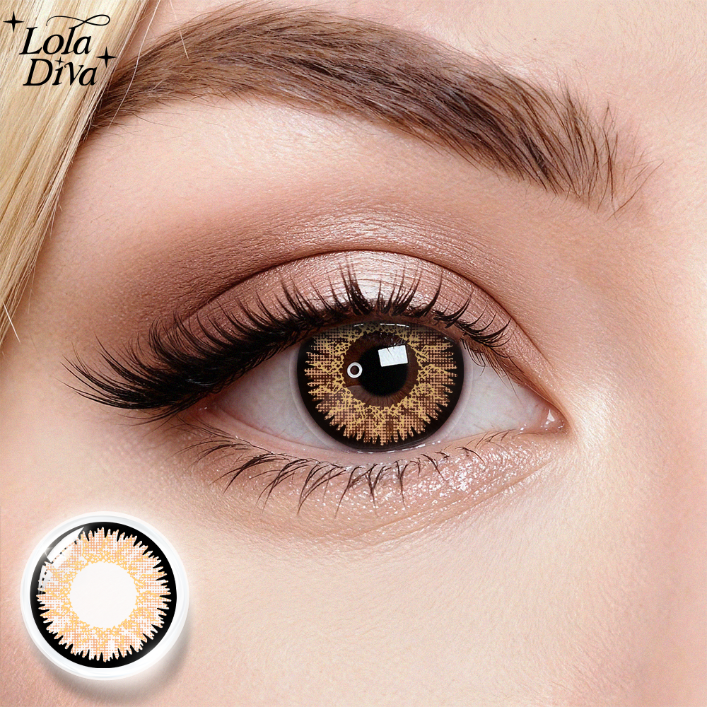 A pair of LolaDiva Gilded Coral Brown | 1-Year Contact Lenses
