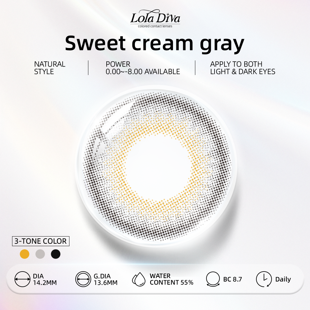 2pcs LolaDiva Sweet Cream Gray | 1-Day Contact Lenses