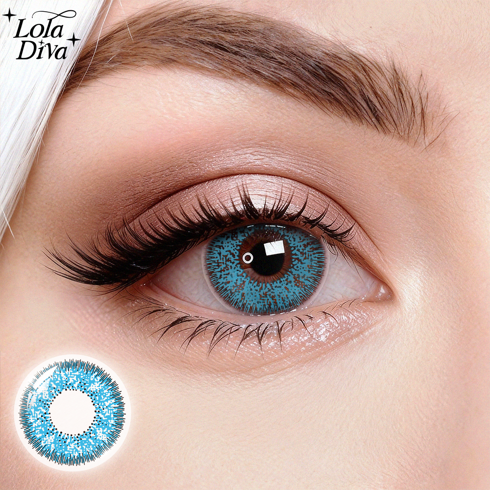 2pcs LolaDiva Ocean Quartz Blue 1-Year Contact Lenses - Premium colored lenses for a natural blue eye look