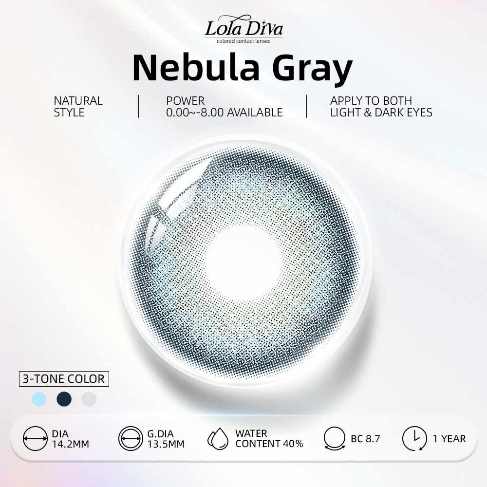 2pcs LolaDiva Nebula Gray | 1-Year Contact Lenses