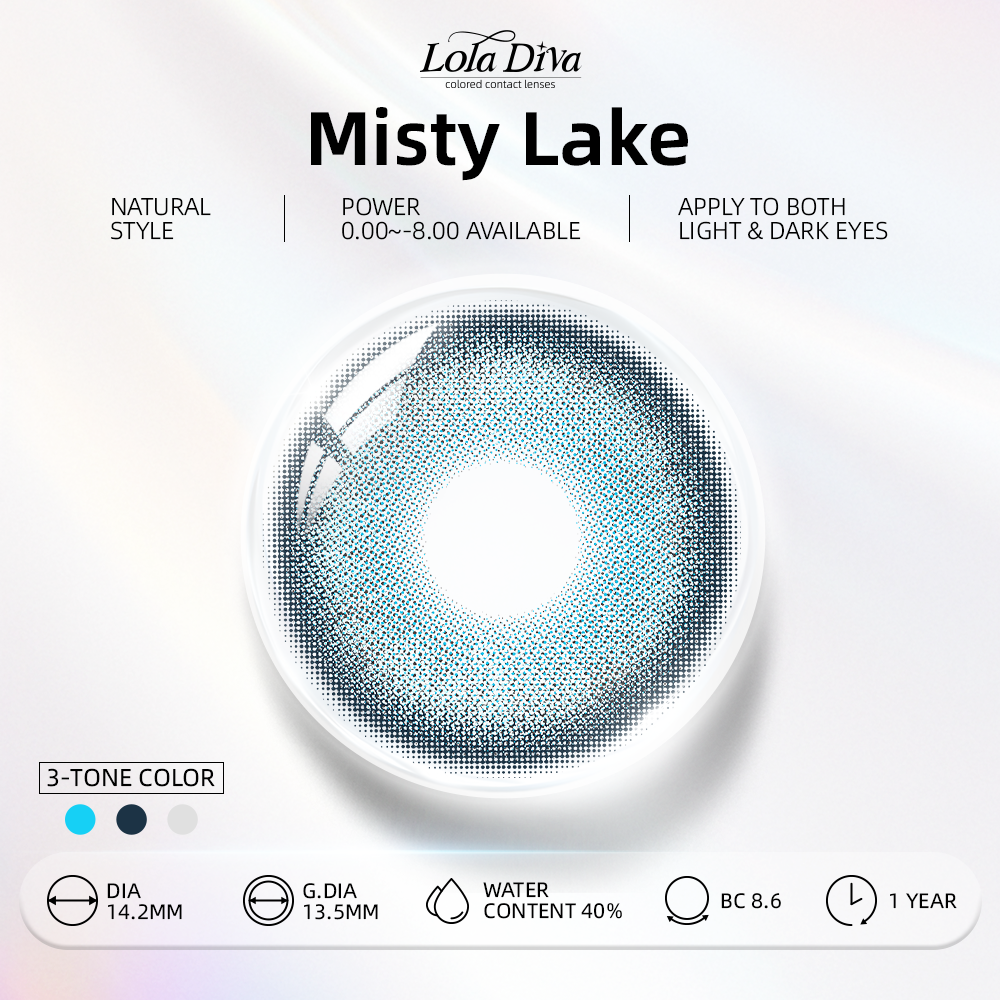 2pcs LolaDiva Misty Lake ​Blue | 1-Year Contact Lenses