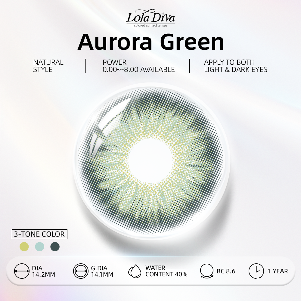 2pcs LolaDiva Aurora Green  | 1-Year Contact Lenses