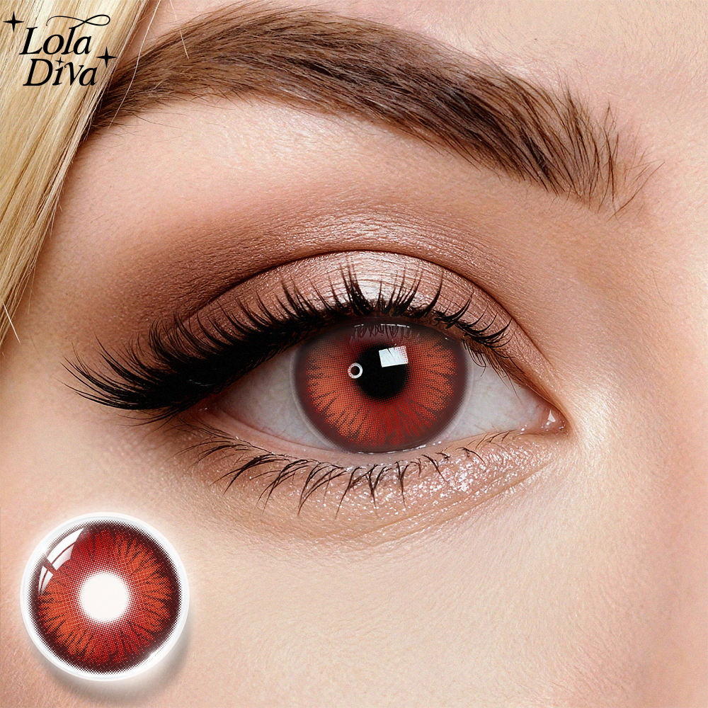 2pcs LolaDiva Blaze Punk Red  | 1-Year Contact Lenses 14.5mm