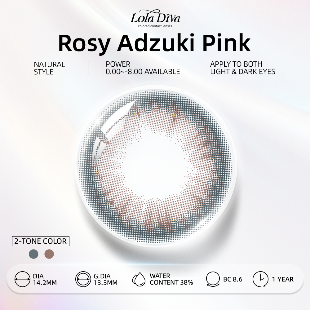2pcs LolaDiva Rosy Adzuki Pink | 1-Year  Contact Lenses