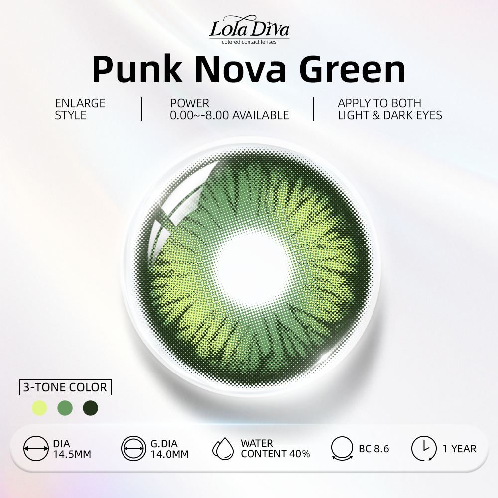 2pcs LolaDiva Punk Nova Green  | 1-Year Contact Lenses