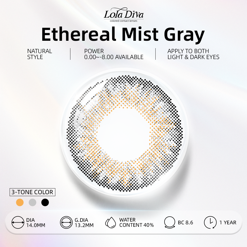 2pcs LolaDiva Ethereal Mist Gray | 1-Year Contact Lenses