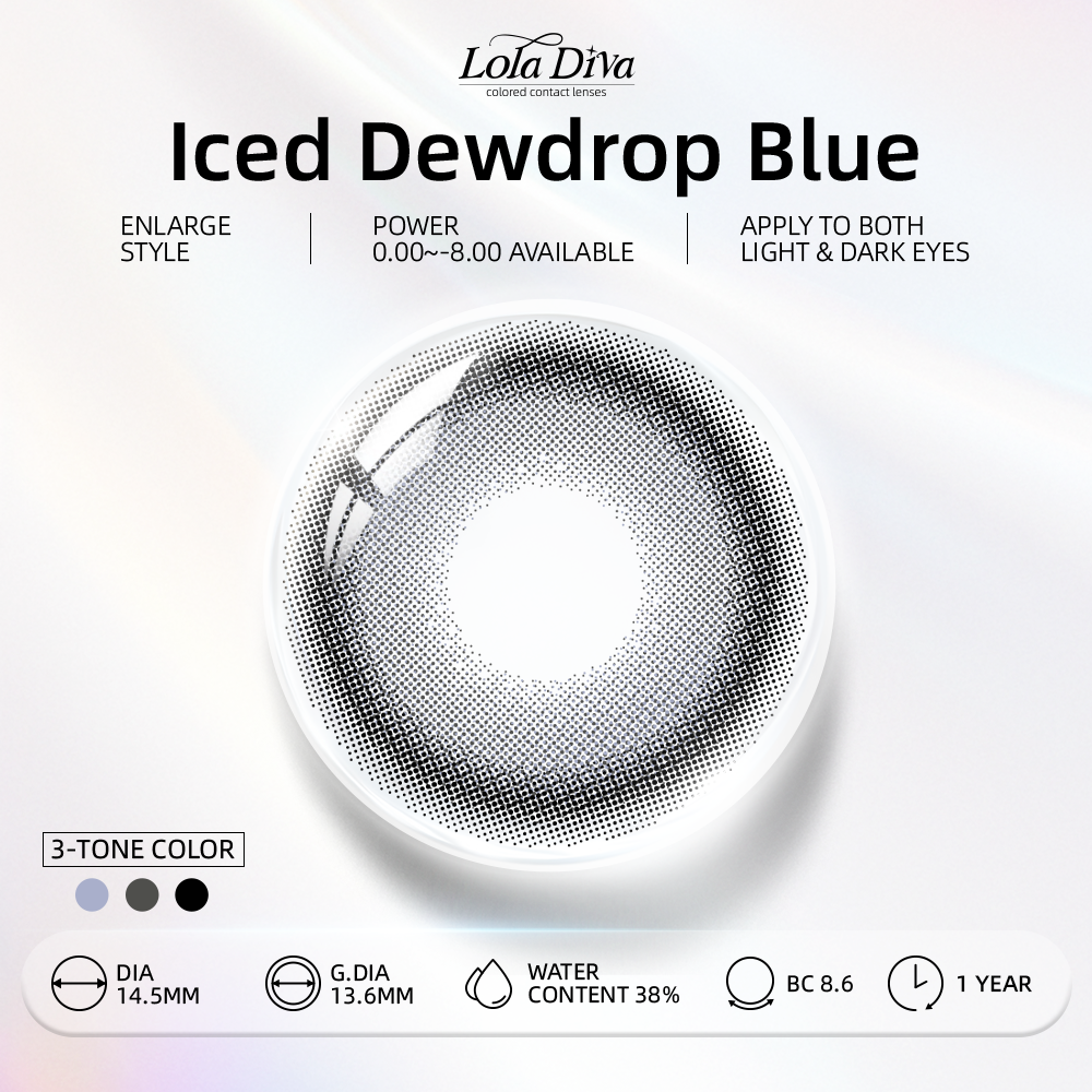 2pcs LolaDiva Iced Dewdrop Blue | 1-Year Contact Lenses 14.5mm