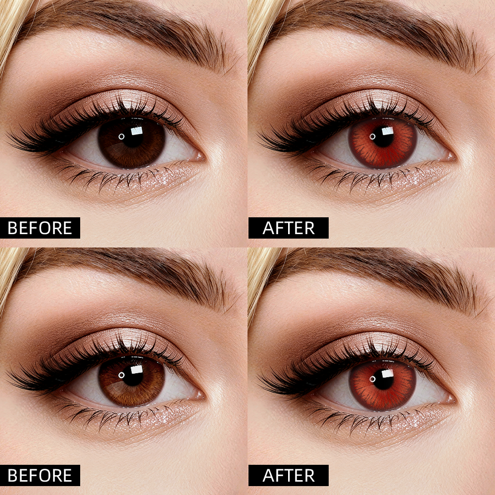 2pcs LolaDiva Blaze Punk Red  | 1-Year Contact Lenses 14.5mm
