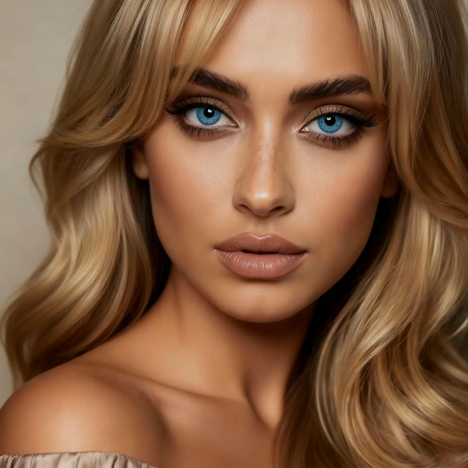 On-eye effect of Wonderland Green lenses on a model with brown eyes