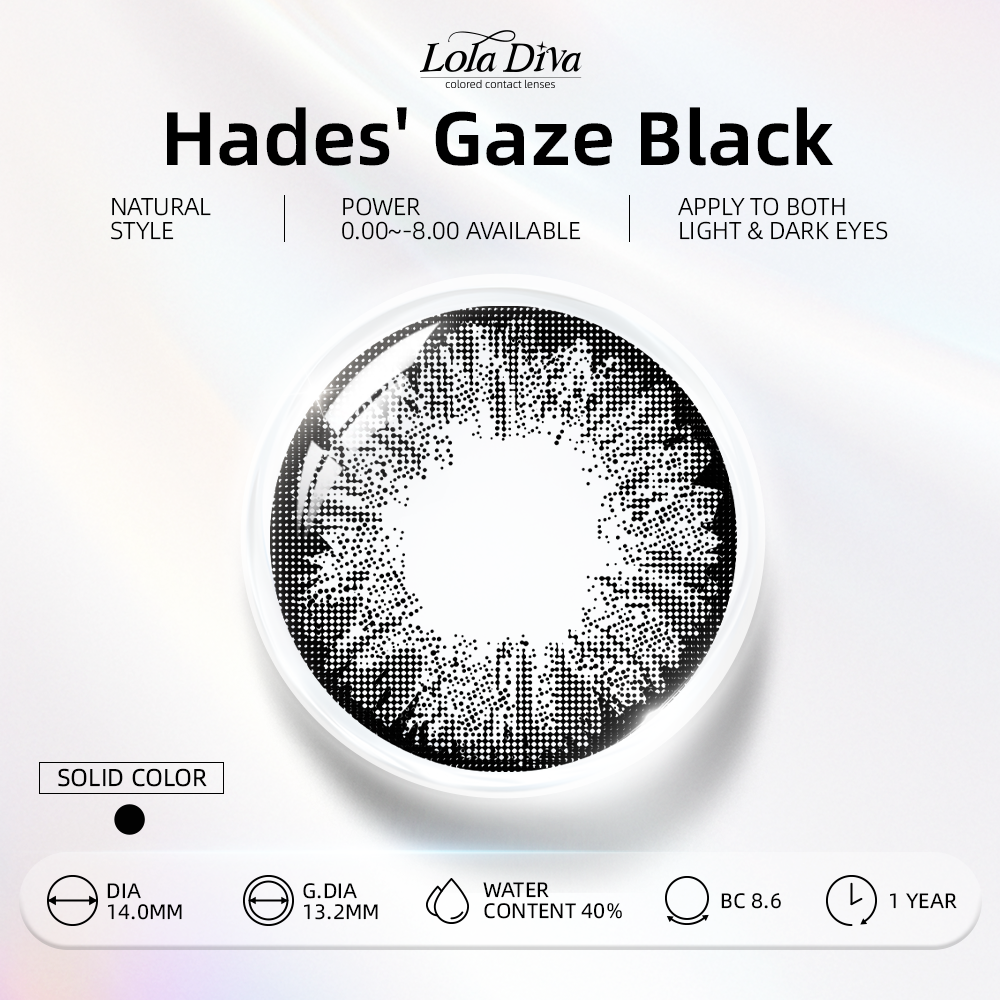 2pcs LolaDiva Hades' Gaze​ Black | 1-Year Contact Lenses