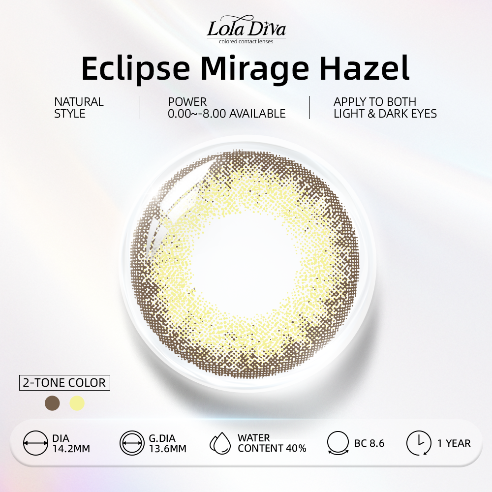 2pcs LolaDiva Eclipse Mirage Hazel | 1-Year Contact Lenses
