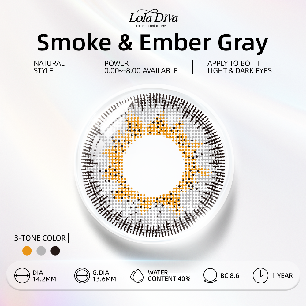 2pcs LolaDiva Smoke & Ember Gray | 1-Year Contact Lenses