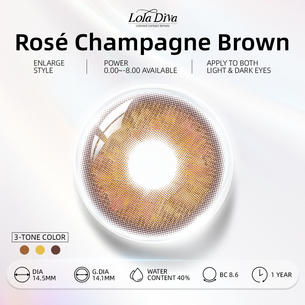 2pcs LolaDiva Rosé Champagne Brown | 1-Year Contact Lenses