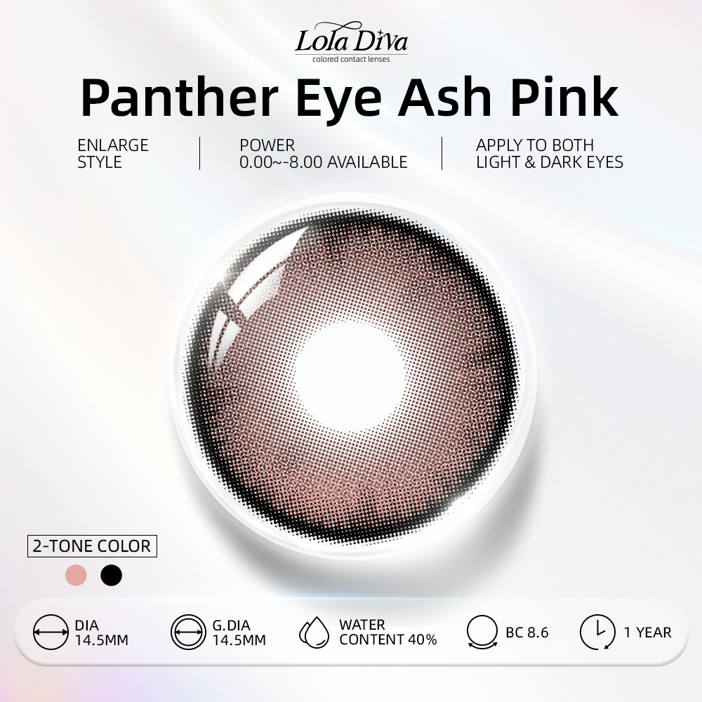 2pcs LolaDiva Panther Eye Ash Pink | 1-Year Contact Lenses