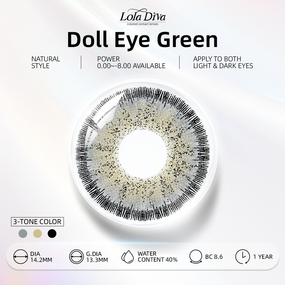 2pcs LolaDiva Doll Eye Green | 1-Year Contact Lenses