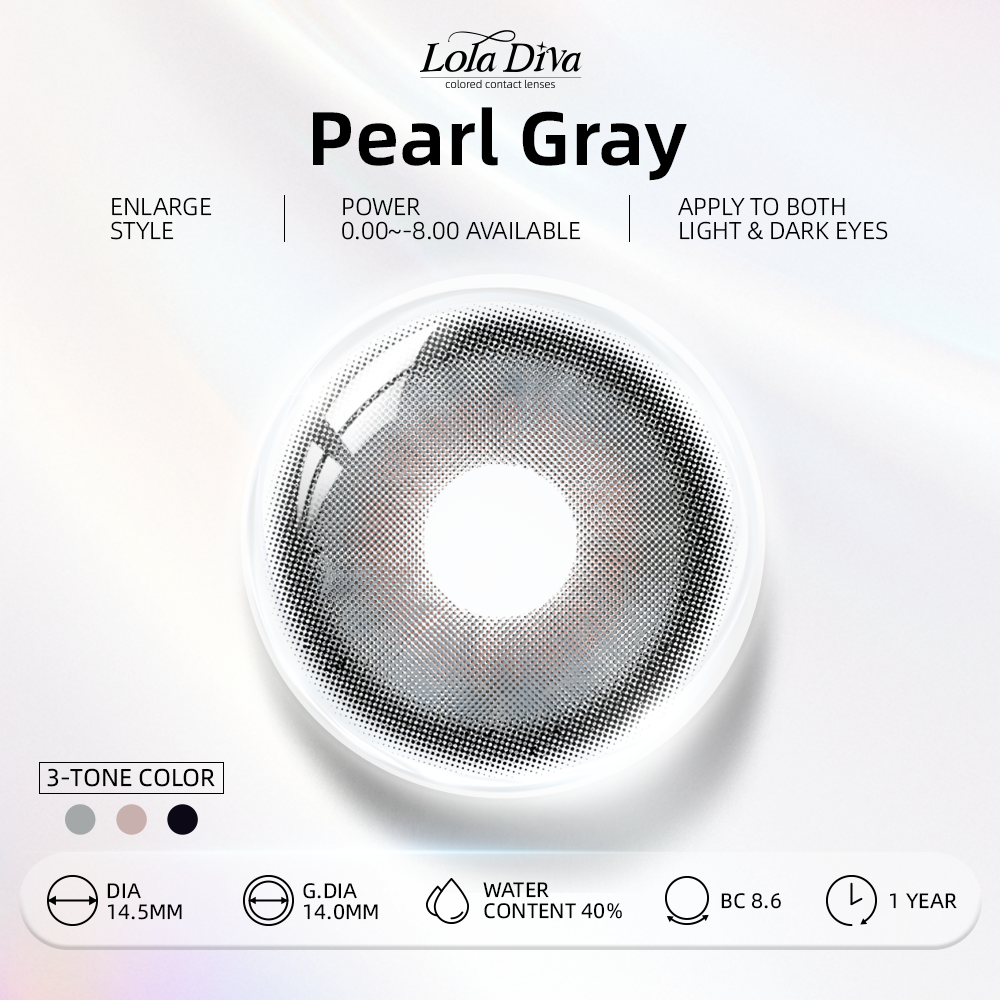 2pcs LolaDiva Pearl Gray | 1-Year Contact Lenses