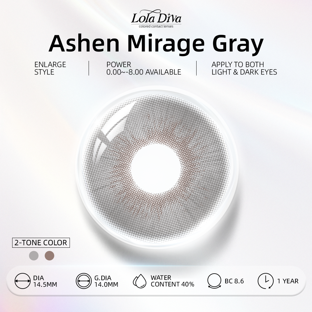 2pcs LolaDiva Ashen Mirage Gray | 1-Year Contact Lenses