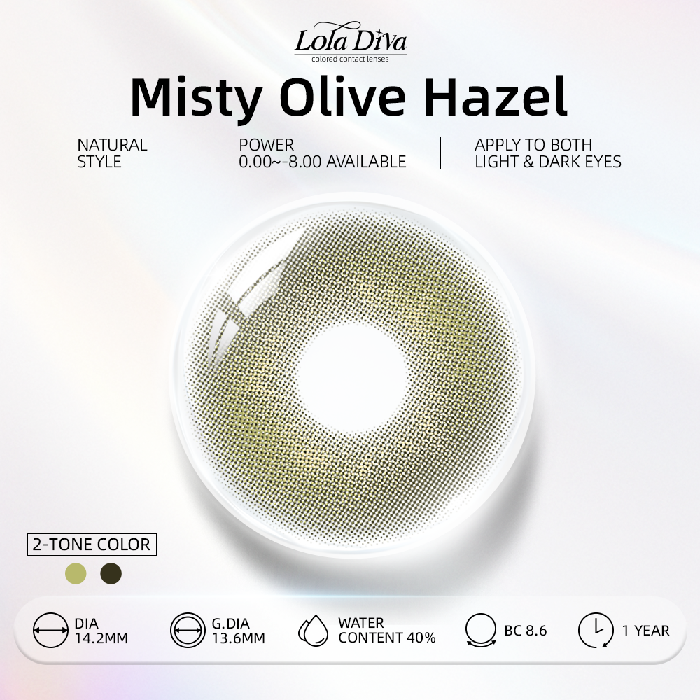 2pcs LolaDiva Misty Olive Hazel | 1-Year Contact Lenses