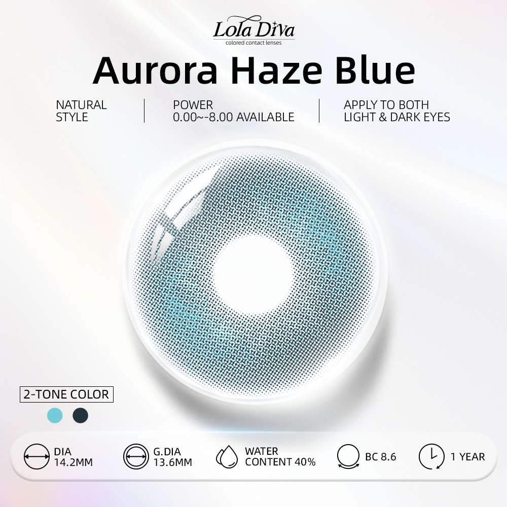 2pcs LolaDiva Aurora Haze Blue | 1-Year Contact Lenses