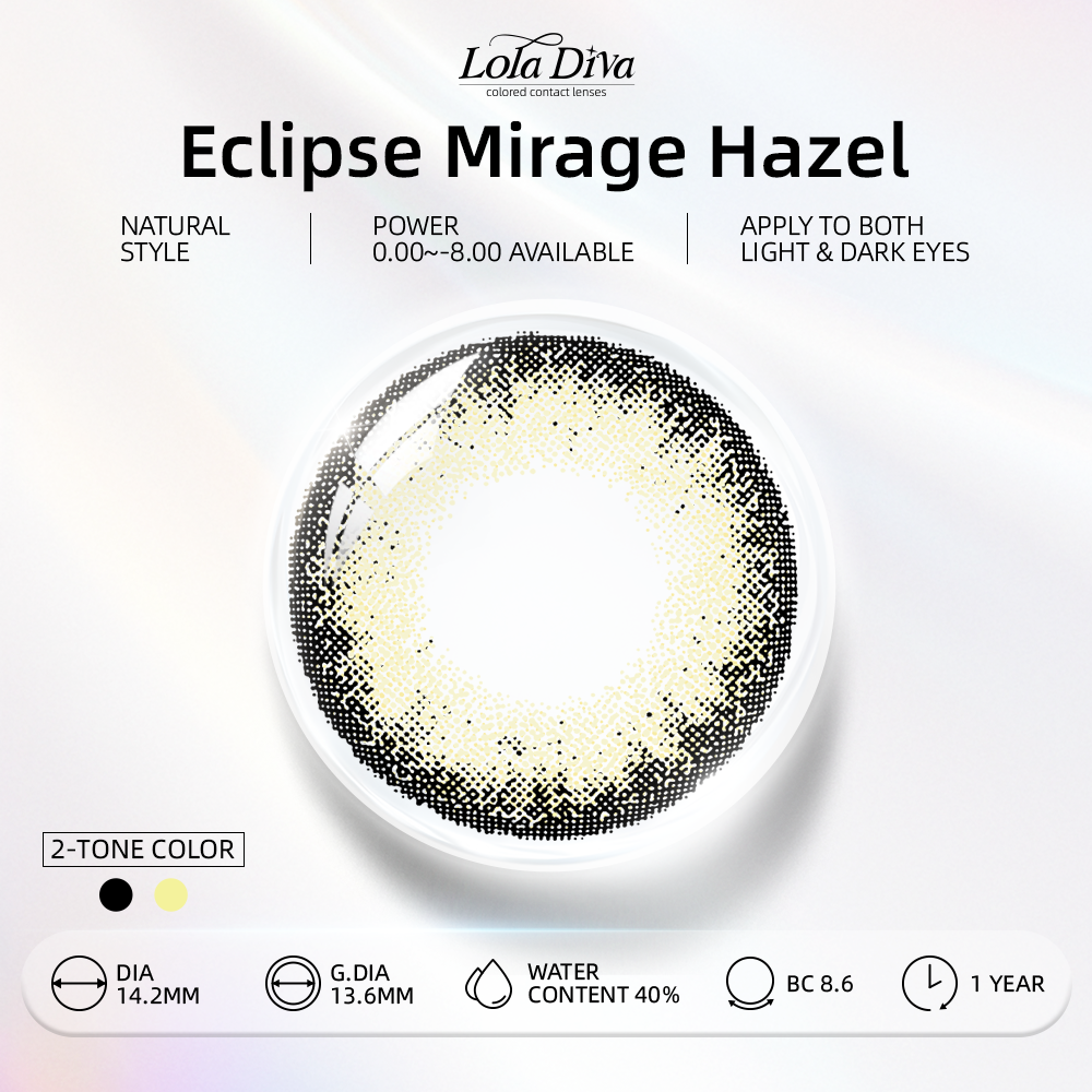2pcs LolaDiva Eclipse Mirage Hazel | 1-Year Contact Lenses