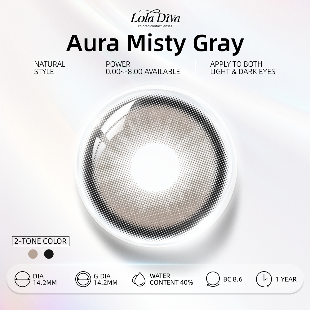2pcs LolaDiva Aura Misty Gray | 1-Year Contact Lenses