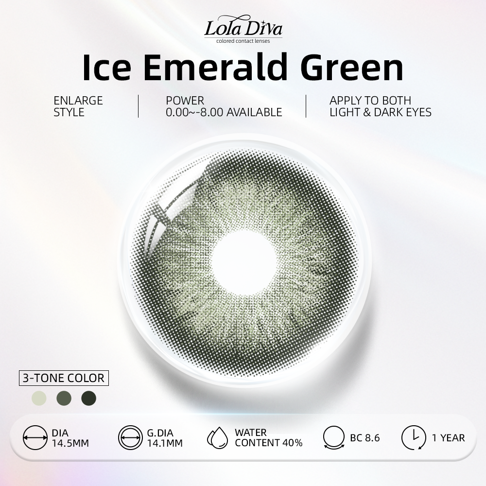 2pcs LolaDiva Ice Emerald Green | 1-Year Contact Lenses