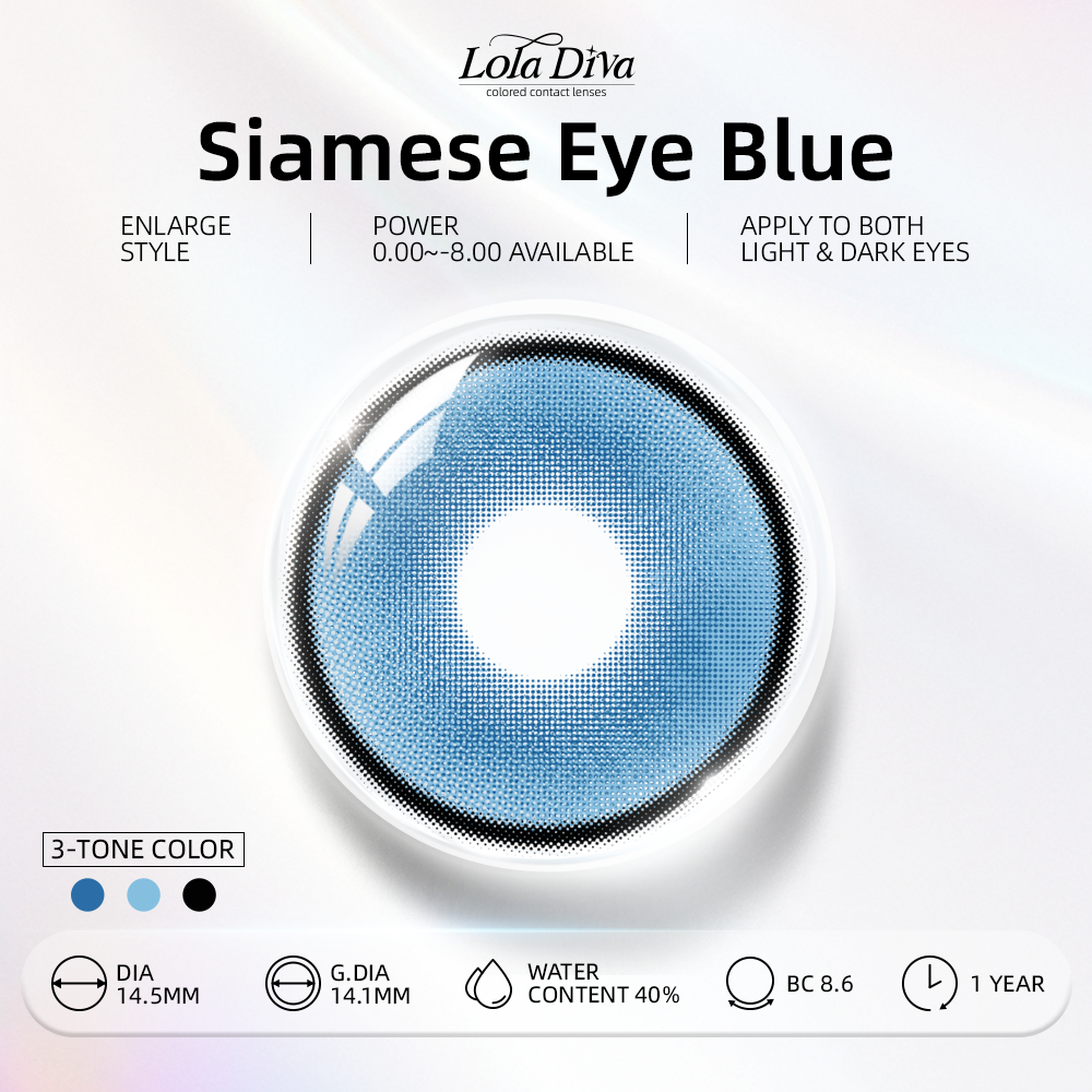 2pcs LolaDiva Siamese Eye Blue | 1-Year Contact Lenses