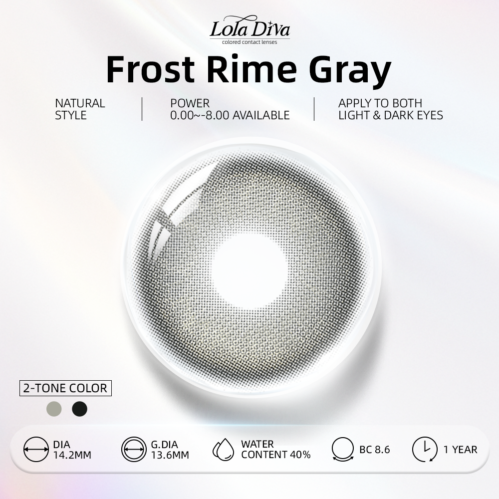 2pcs LolaDiva Frost Rime Gray | 1-Year Contact Lenses